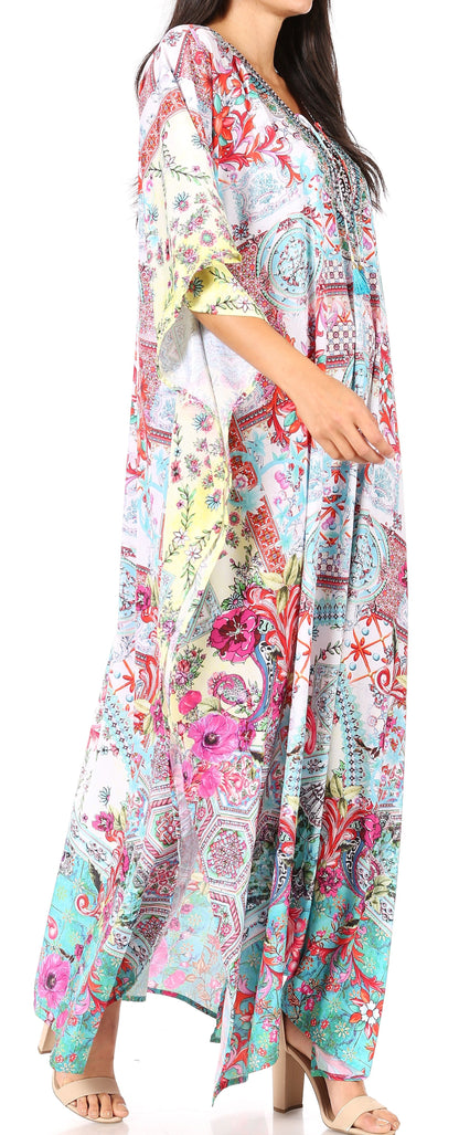 Plus Size Tropical Caftan Maxi Dress & Cover-Up