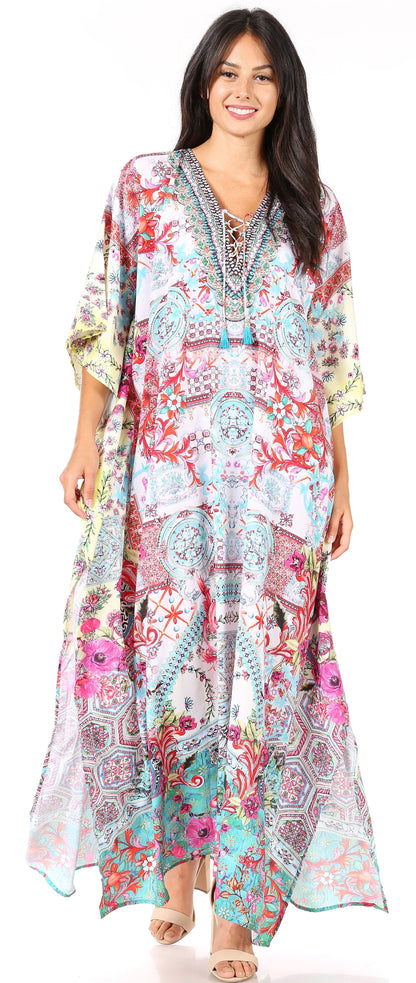 Plus Size Tropical Caftan Maxi Dress & Cover-Up