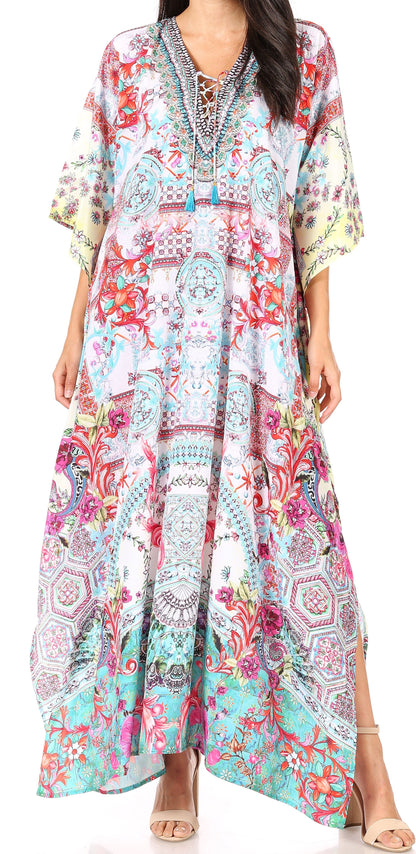 Plus Size Tropical Caftan Maxi Dress & Cover-Up