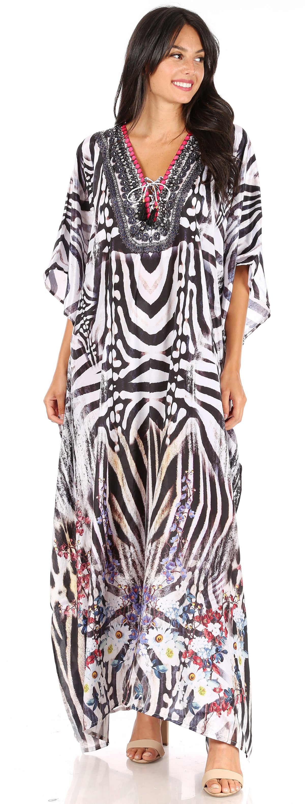 Plus Size Tropical Caftan Maxi Dress & Cover-Up