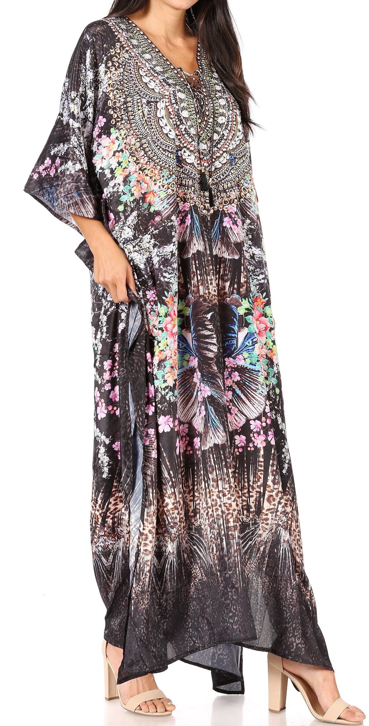 Plus Size Tropical Caftan Maxi Dress & Cover-Up
