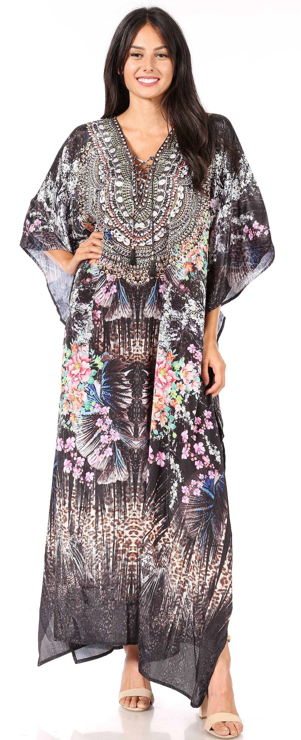 Plus Size Tropical Caftan Maxi Dress & Cover-Up