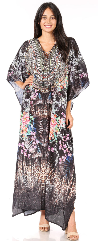 Plus Size Tropical Caftan Maxi Dress & Cover-Up