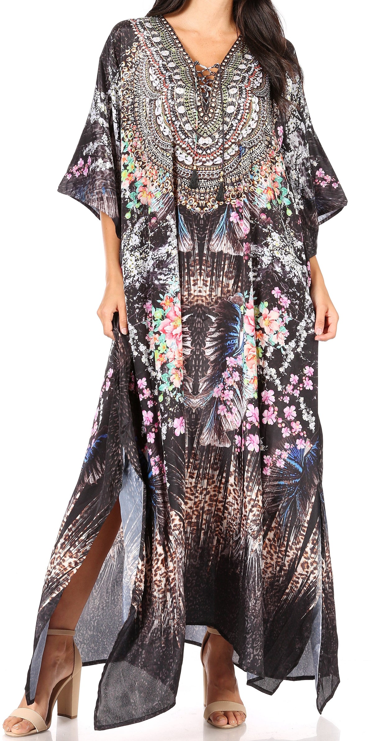 Plus Size Tropical Caftan Maxi Dress & Cover-Up