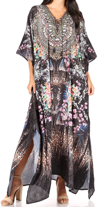 Plus Size Tropical Caftan Maxi Dress & Cover-Up