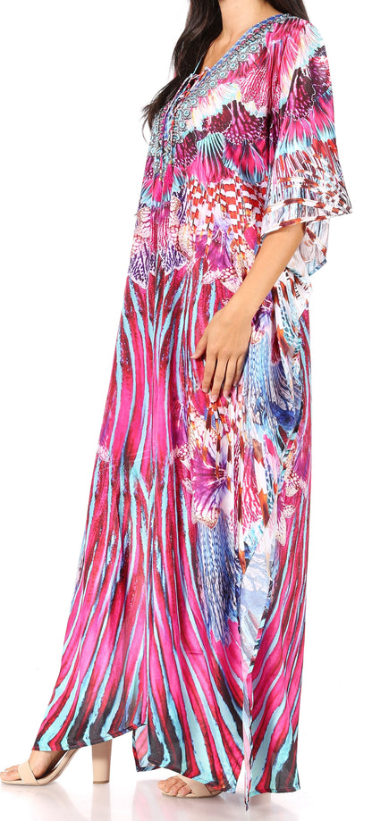 Plus Size Tropical Caftan Maxi Dress & Cover-Up