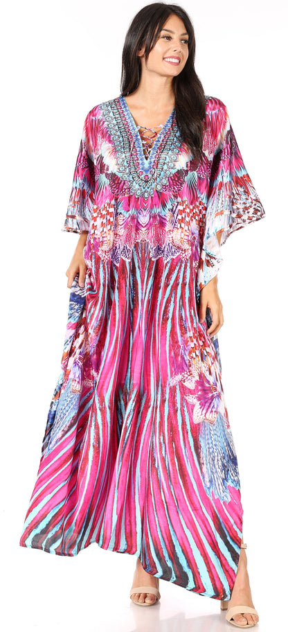 Plus Size Tropical Caftan Maxi Dress & Cover-Up