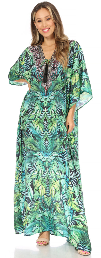 Plus Size Tropical Caftan Maxi Dress & Cover-Up