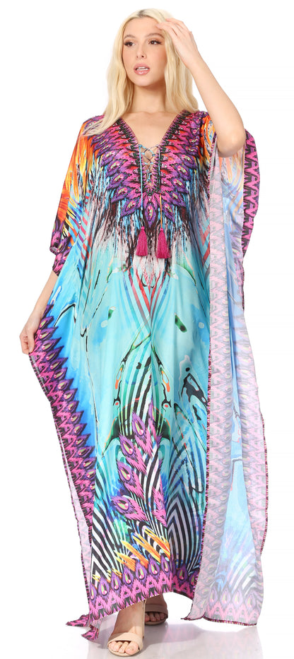 Plus Size Tropical Caftan Maxi Dress & Cover-Up