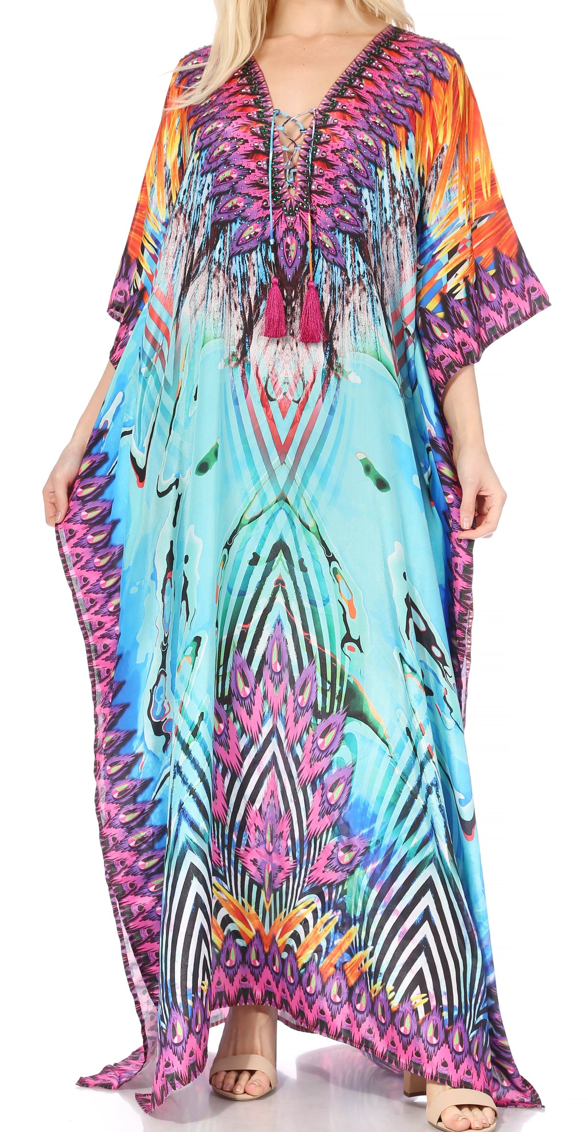 Plus Size Tropical Caftan Maxi Dress & Cover-Up