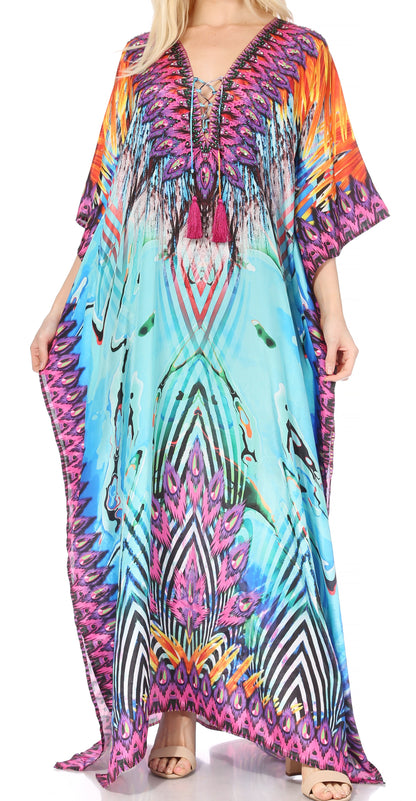 Plus Size Tropical Caftan Maxi Dress & Cover-Up