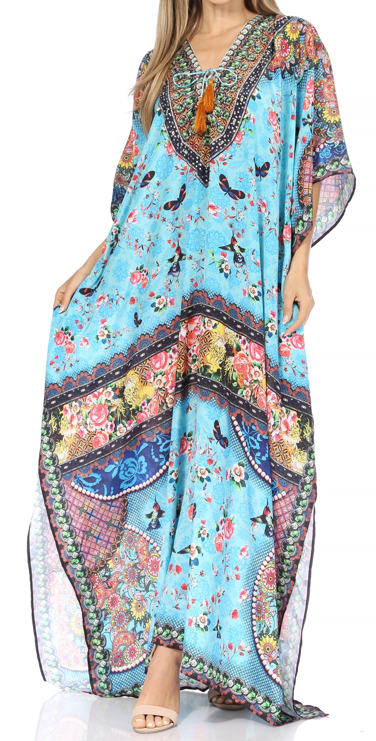 Plus Size Tropical Caftan Maxi Dress & Cover-Up