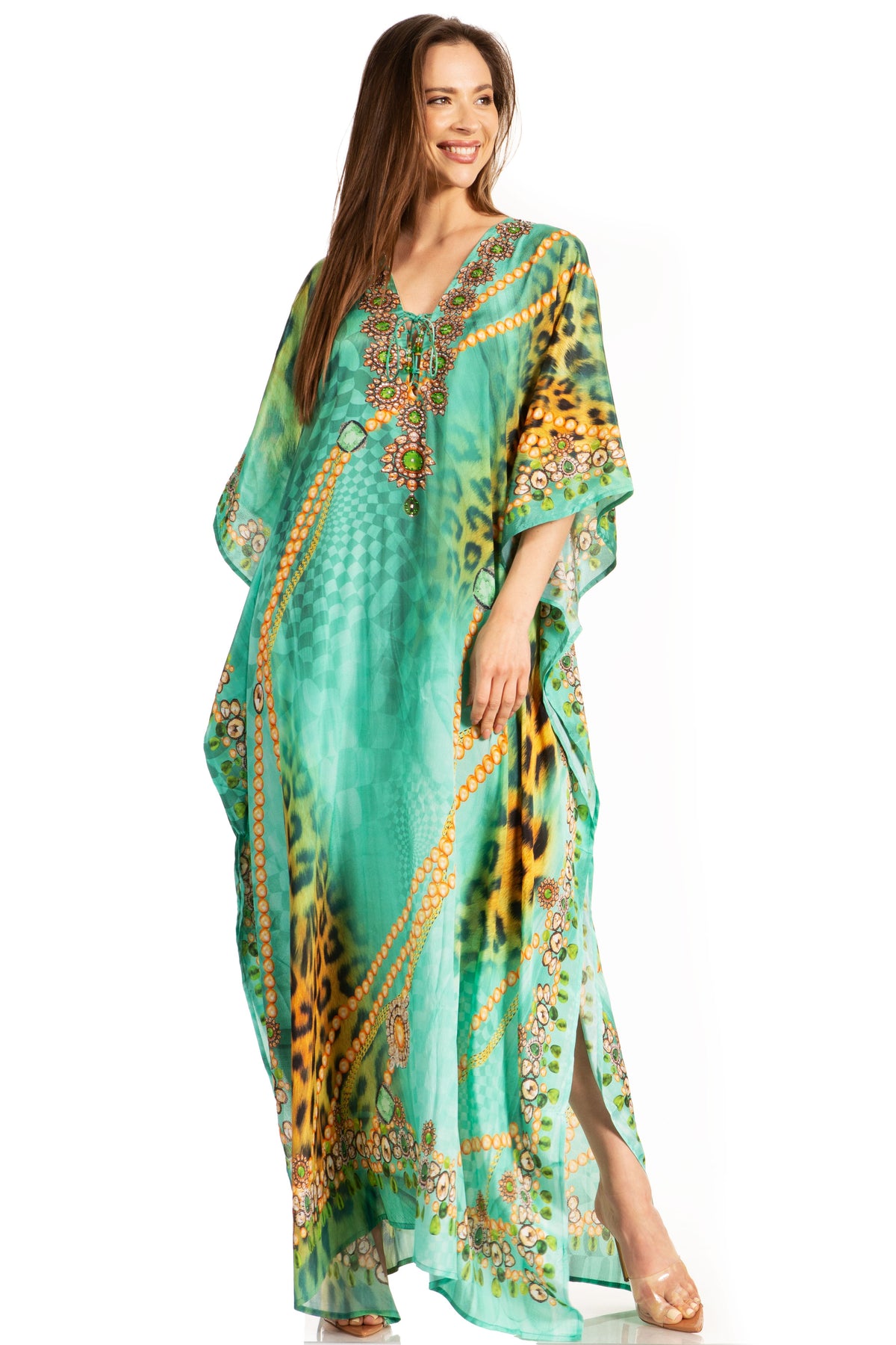 Plus Size Tropical Caftan Maxi Dress & Cover-Up