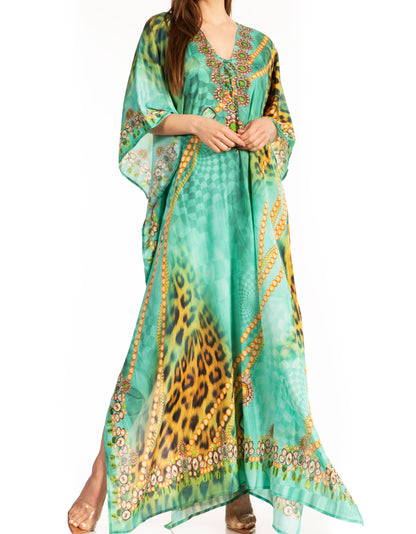 Plus Size Tropical Caftan Maxi Dress & Cover-Up