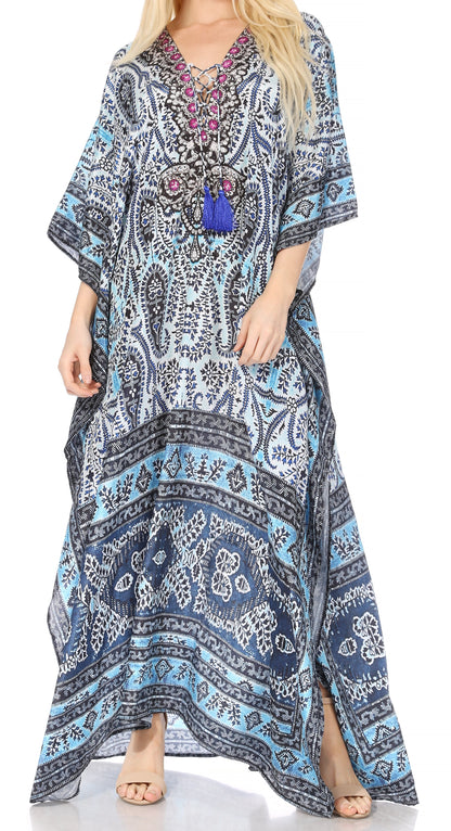 Plus Size Tropical Caftan Maxi Dress & Cover-Up