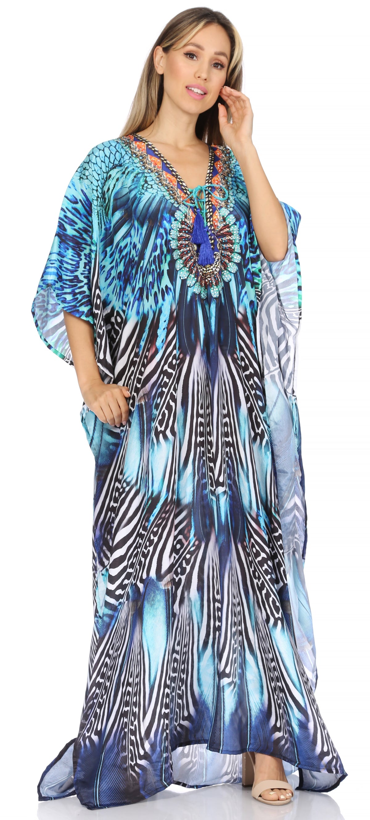 Plus Size Tropical Caftan Maxi Dress & Cover-Up