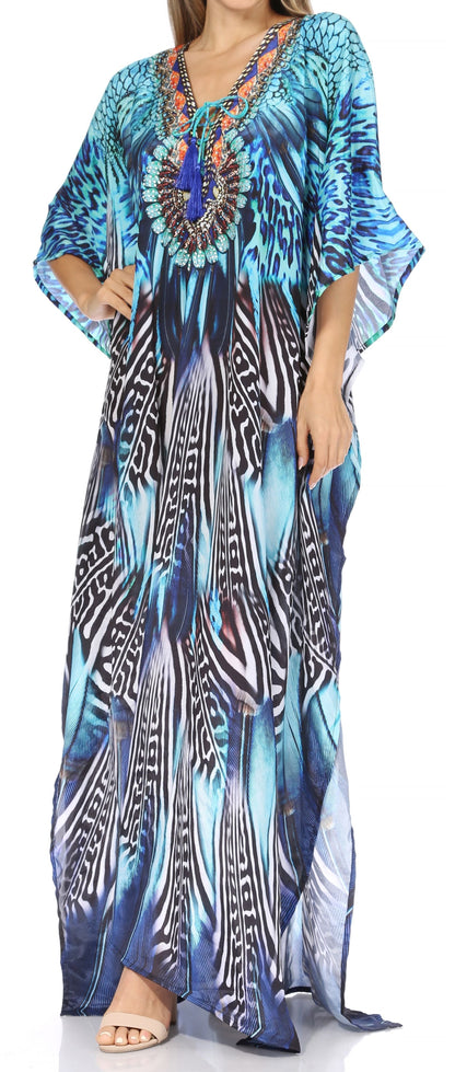 Plus Size Tropical Caftan Maxi Dress & Cover-Up