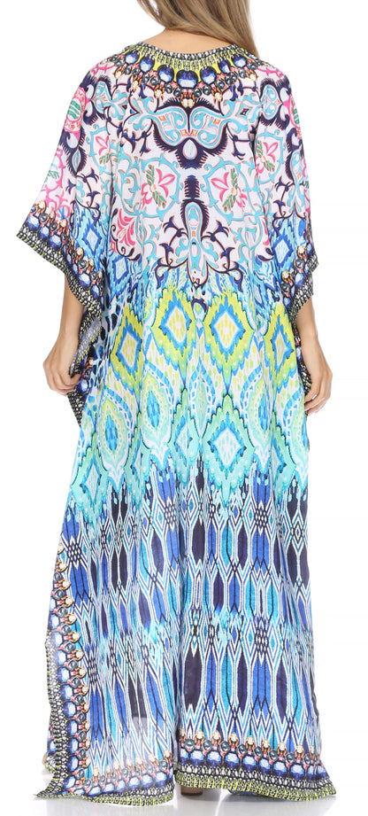 Plus Size Tropical Caftan Maxi Dress & Cover-Up