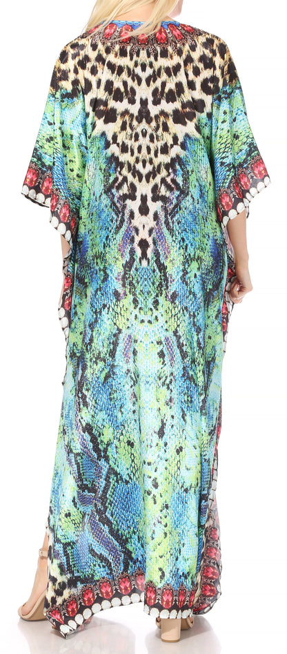 Plus Size Tropical Caftan Maxi Dress & Cover-Up