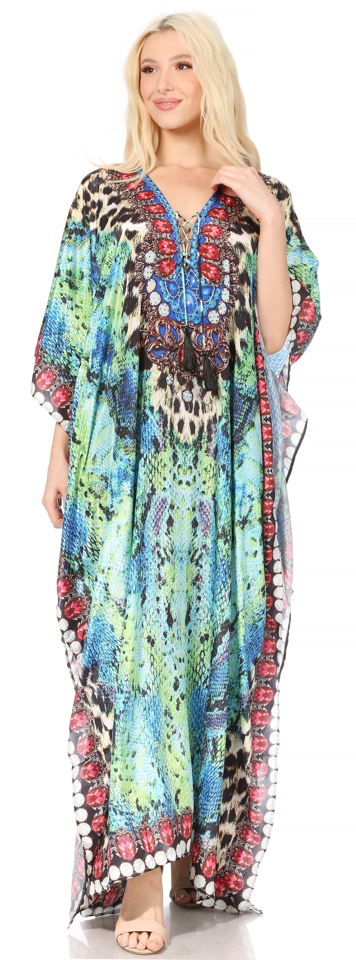Plus Size Tropical Caftan Maxi Dress & Cover-Up