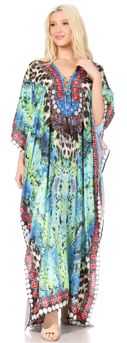 Plus Size Tropical Caftan Maxi Dress & Cover-Up
