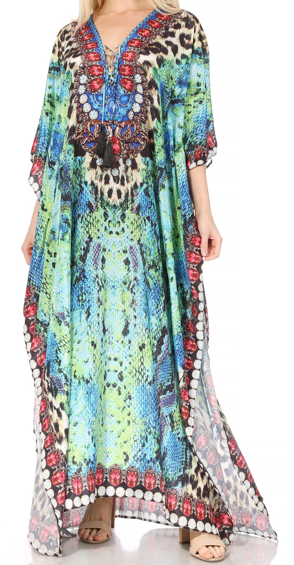 Plus Size Tropical Caftan Maxi Dress & Cover-Up