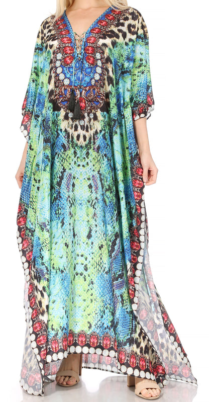 Plus Size Tropical Caftan Maxi Dress & Cover-Up