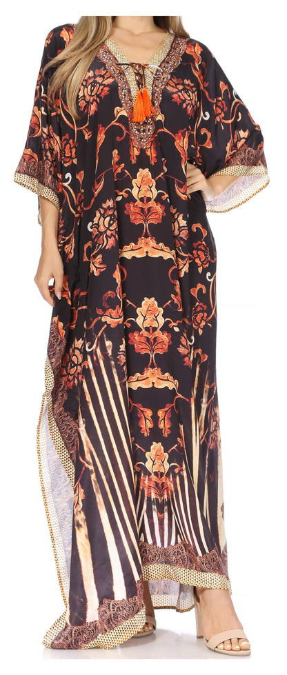 Plus Size Tropical Caftan Maxi Dress & Cover-Up