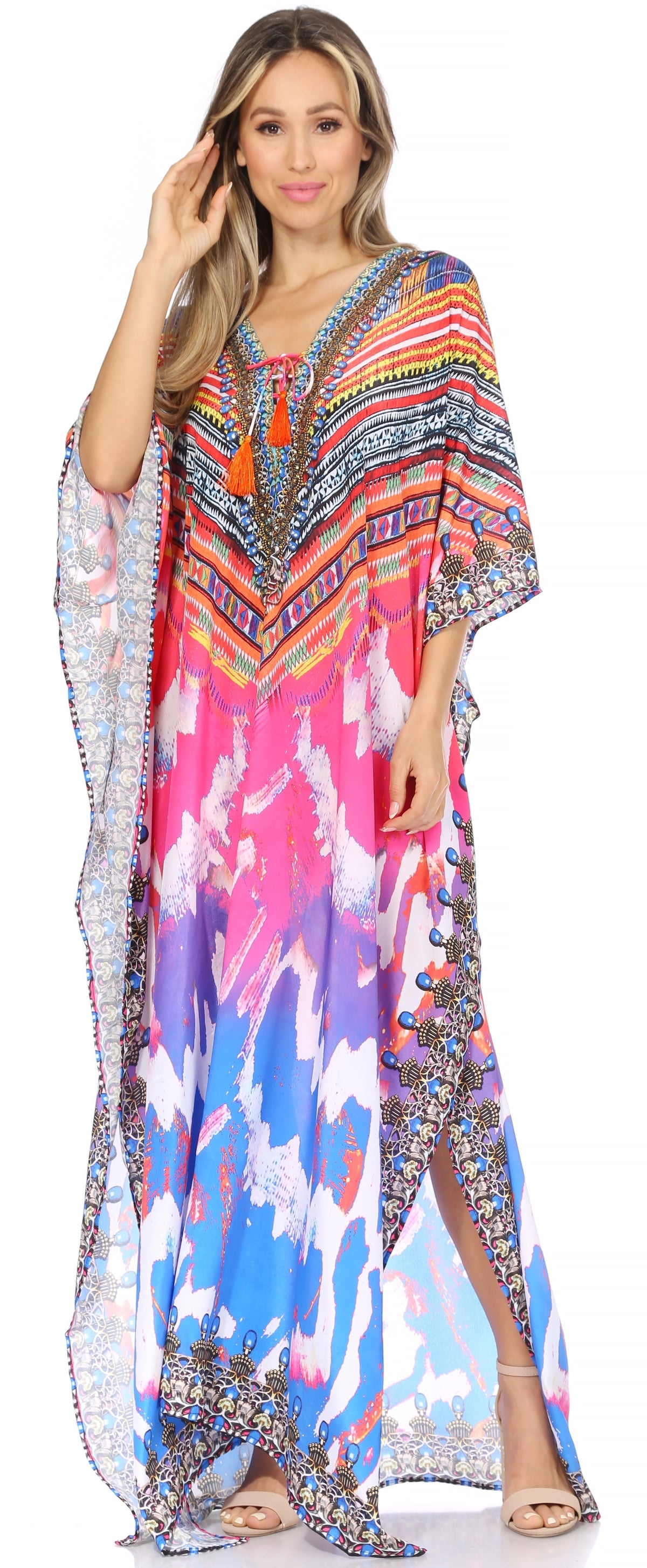 Plus Size Tropical Caftan Maxi Dress & Cover-Up