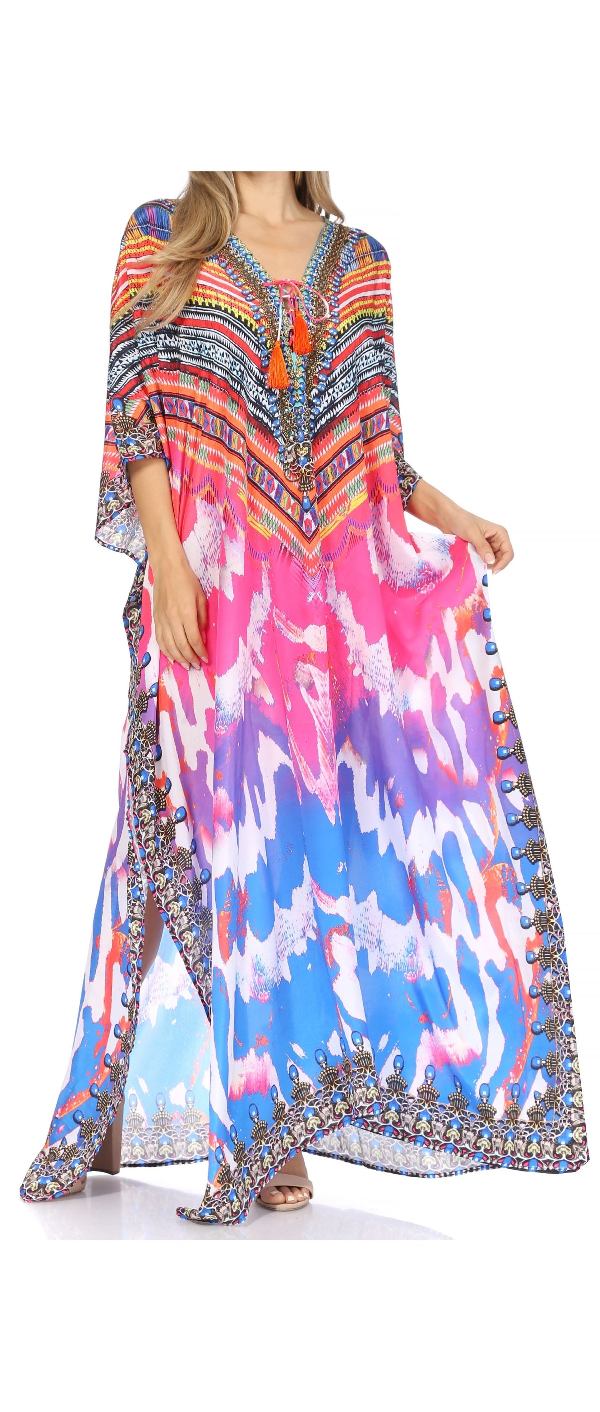Plus Size Tropical Caftan Maxi Dress & Cover-Up