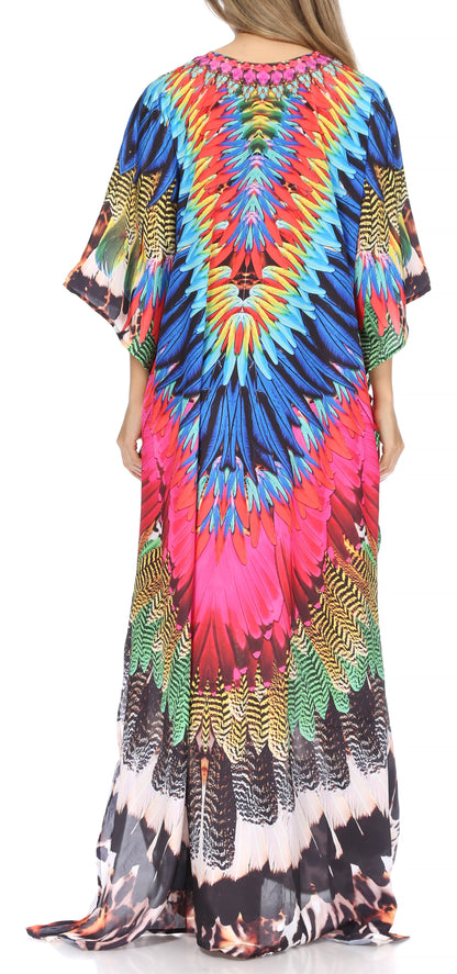 Plus Size Tropical Caftan Maxi Dress & Cover-Up