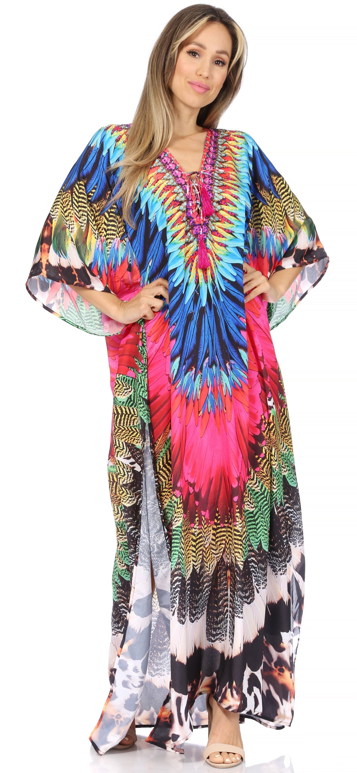 Plus Size Tropical Caftan Maxi Dress & Cover-Up