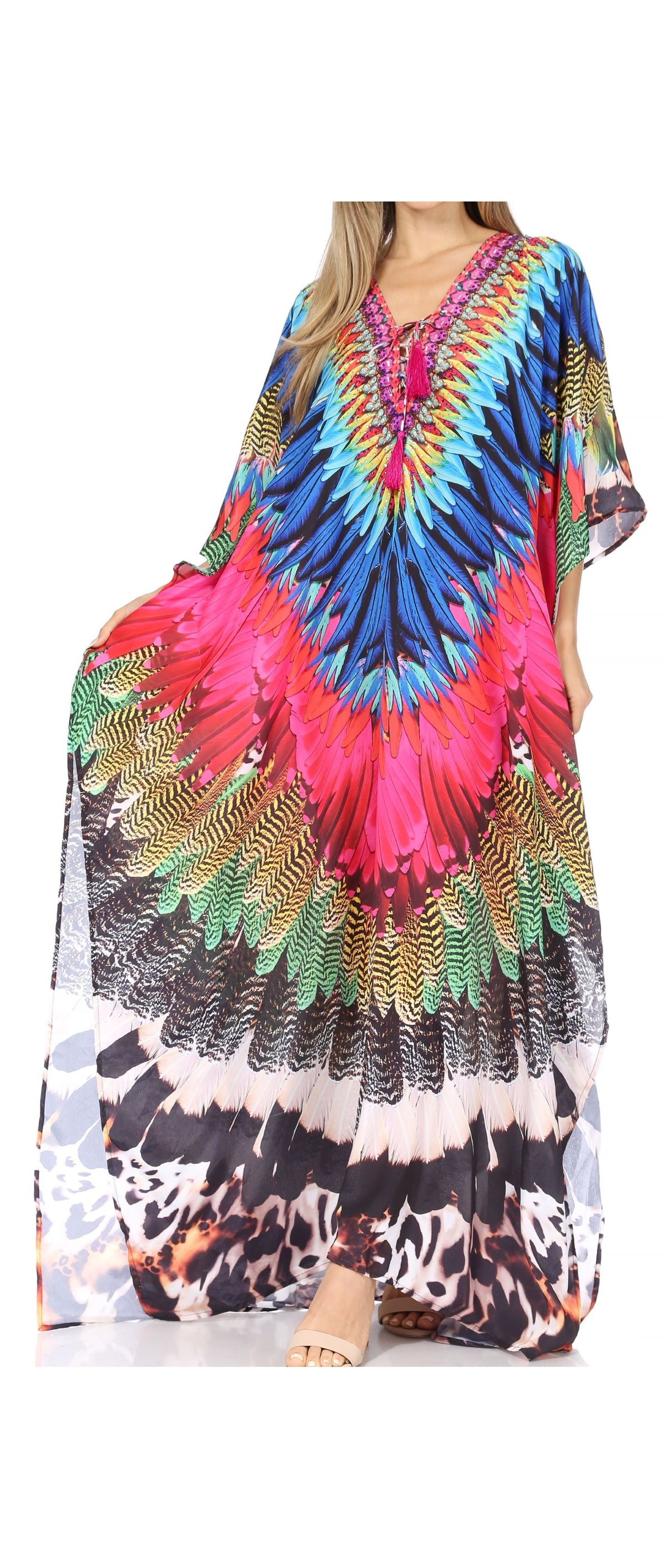 Plus Size Tropical Caftan Maxi Dress & Cover-Up