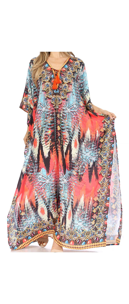 Plus Size Tropical Caftan Maxi Dress & Cover-Up