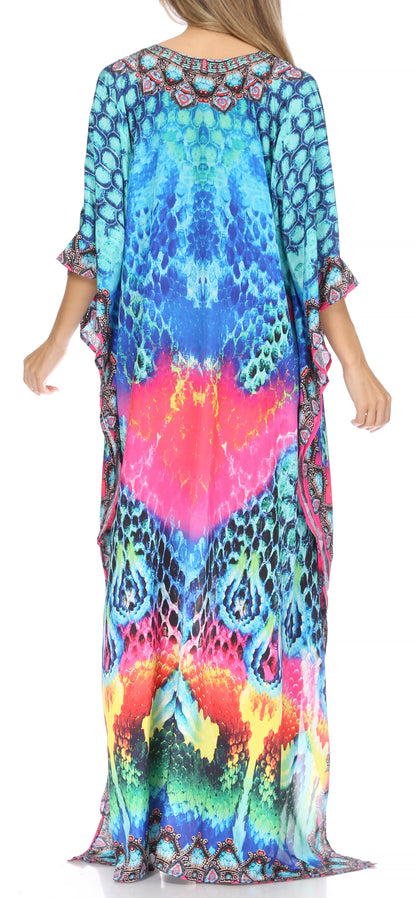 Plus Size Tropical Caftan Maxi Dress & Cover-Up