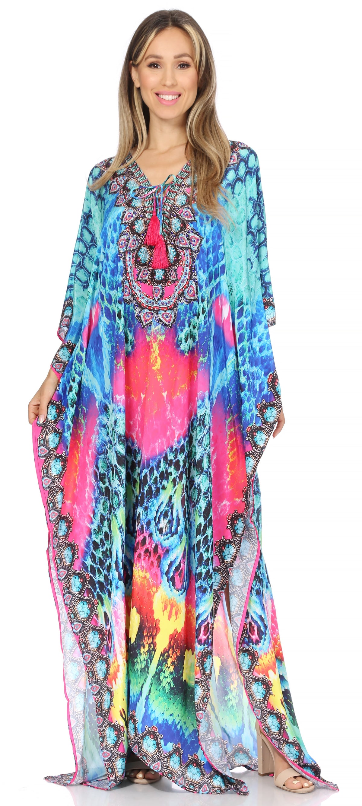 Plus Size Tropical Caftan Maxi Dress & Cover-Up