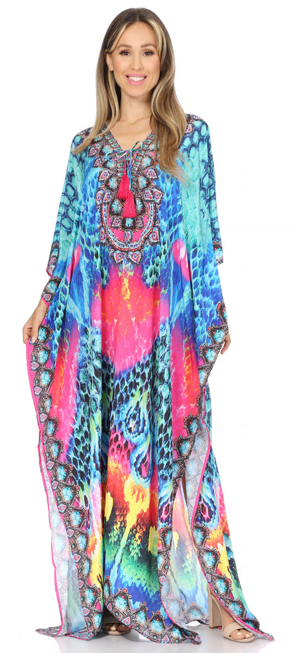 Plus Size Tropical Caftan Maxi Dress & Cover-Up