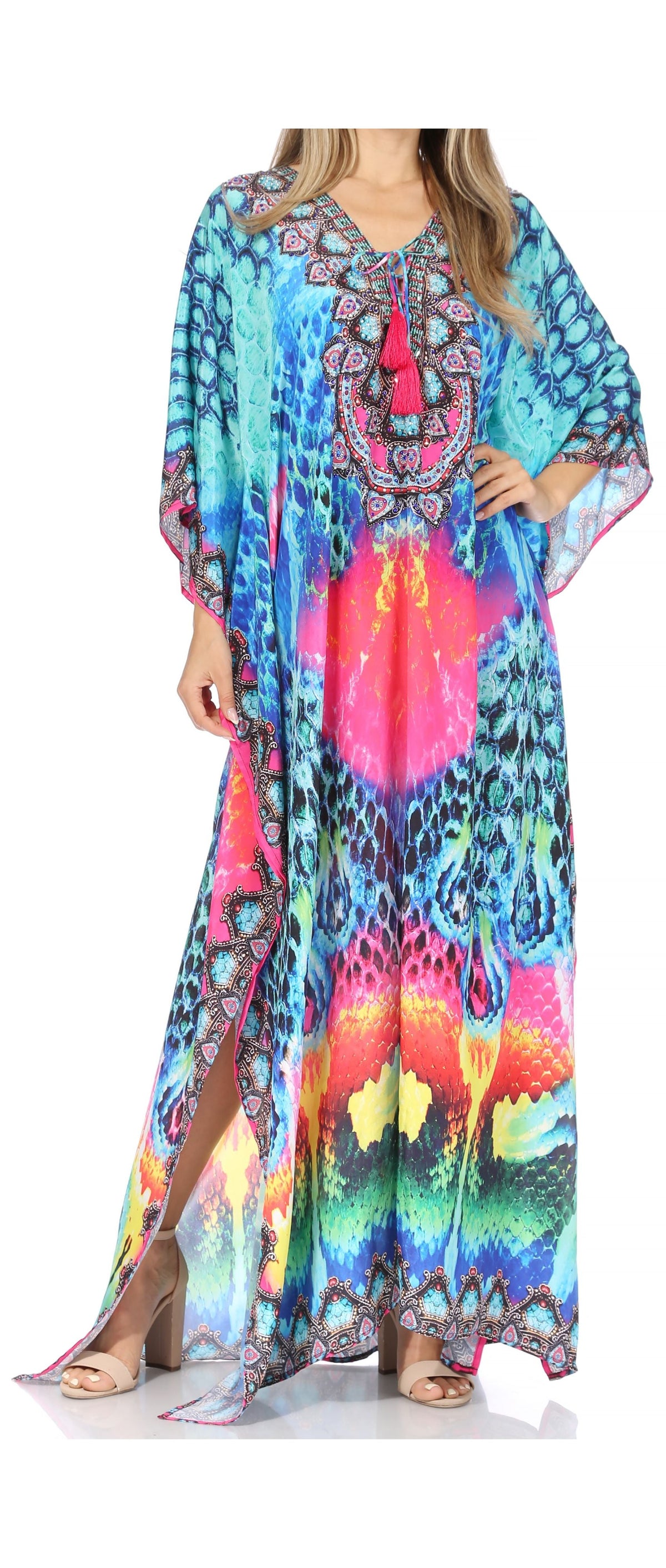Plus Size Tropical Caftan Maxi Dress & Cover-Up