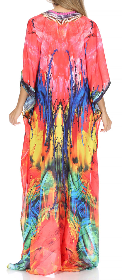 Plus Size Tropical Caftan Maxi Dress & Cover-Up