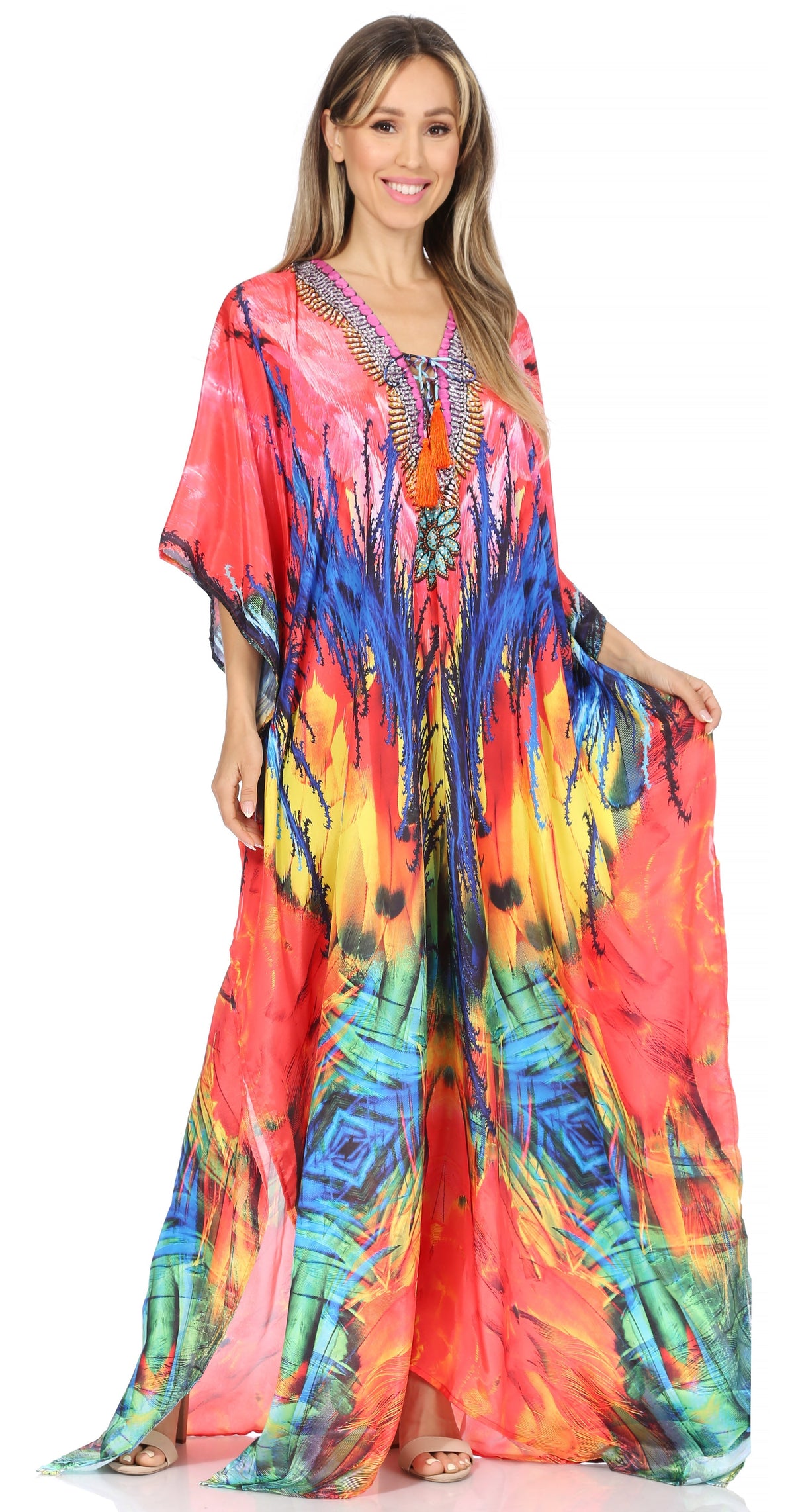 Plus Size Tropical Caftan Maxi Dress & Cover-Up