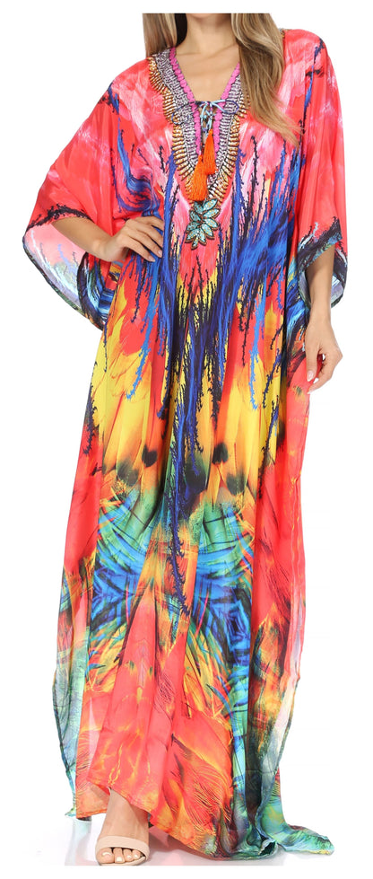 Plus Size Tropical Caftan Maxi Dress & Cover-Up