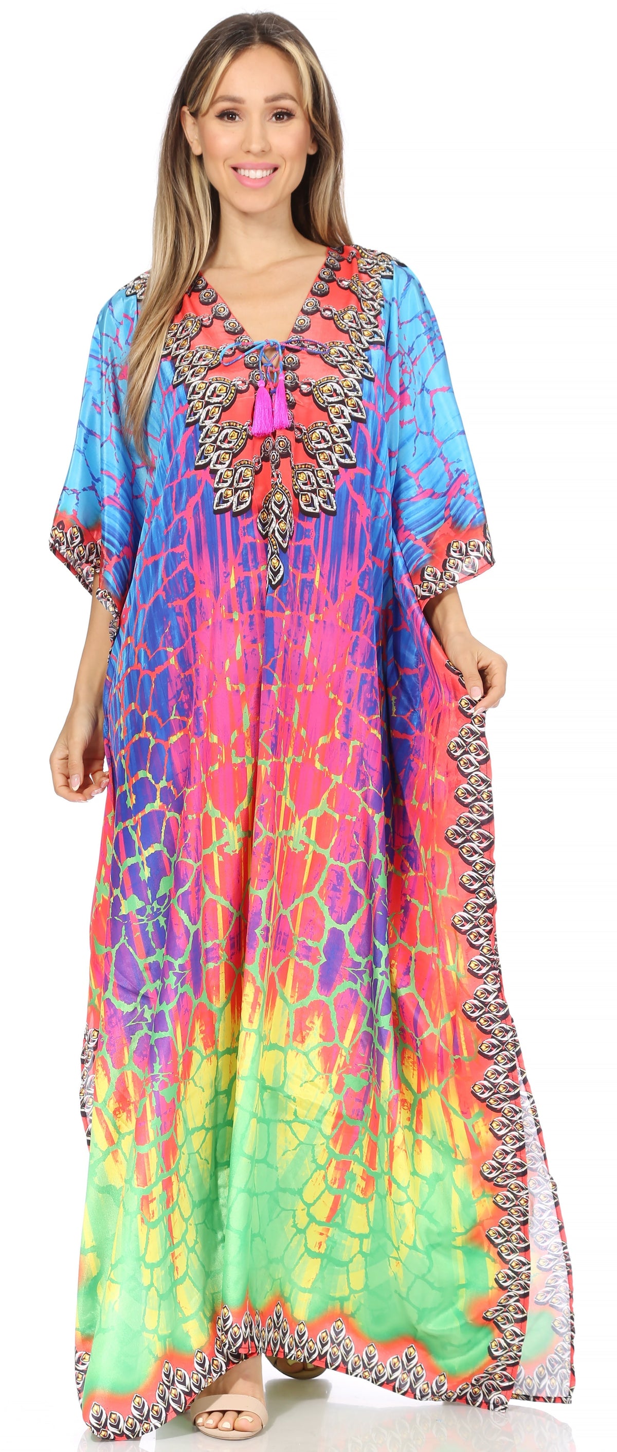 Plus Size Tropical Caftan Maxi Dress & Cover-Up