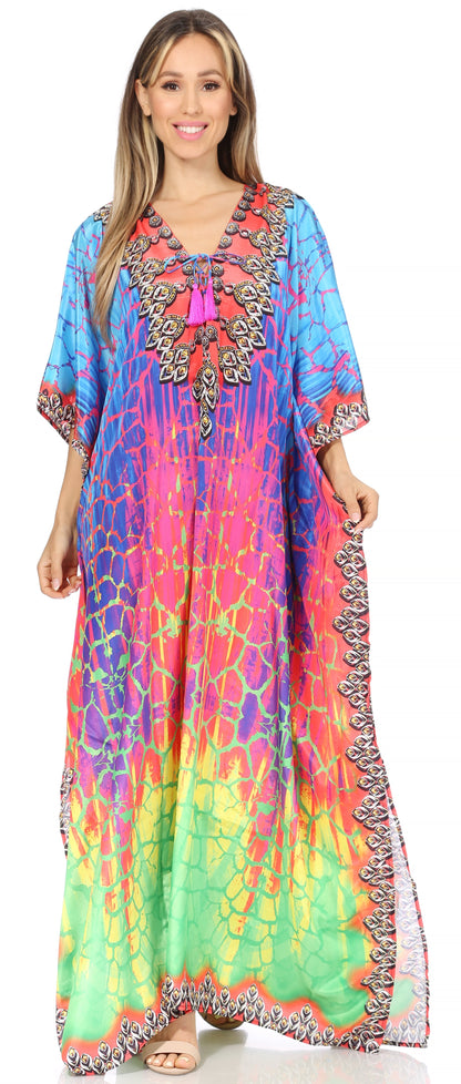 Plus Size Tropical Caftan Maxi Dress & Cover-Up