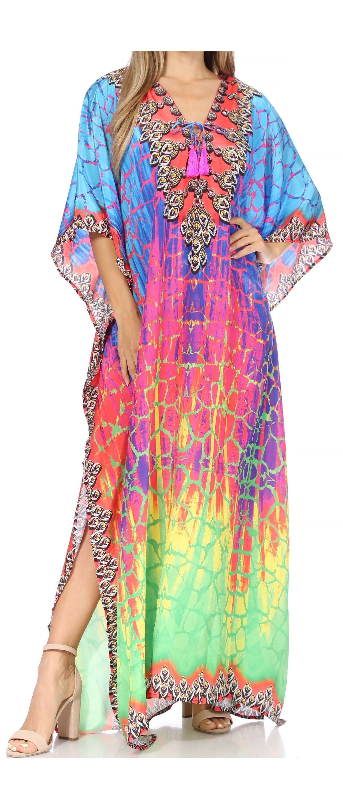 Plus Size Tropical Caftan Maxi Dress & Cover-Up
