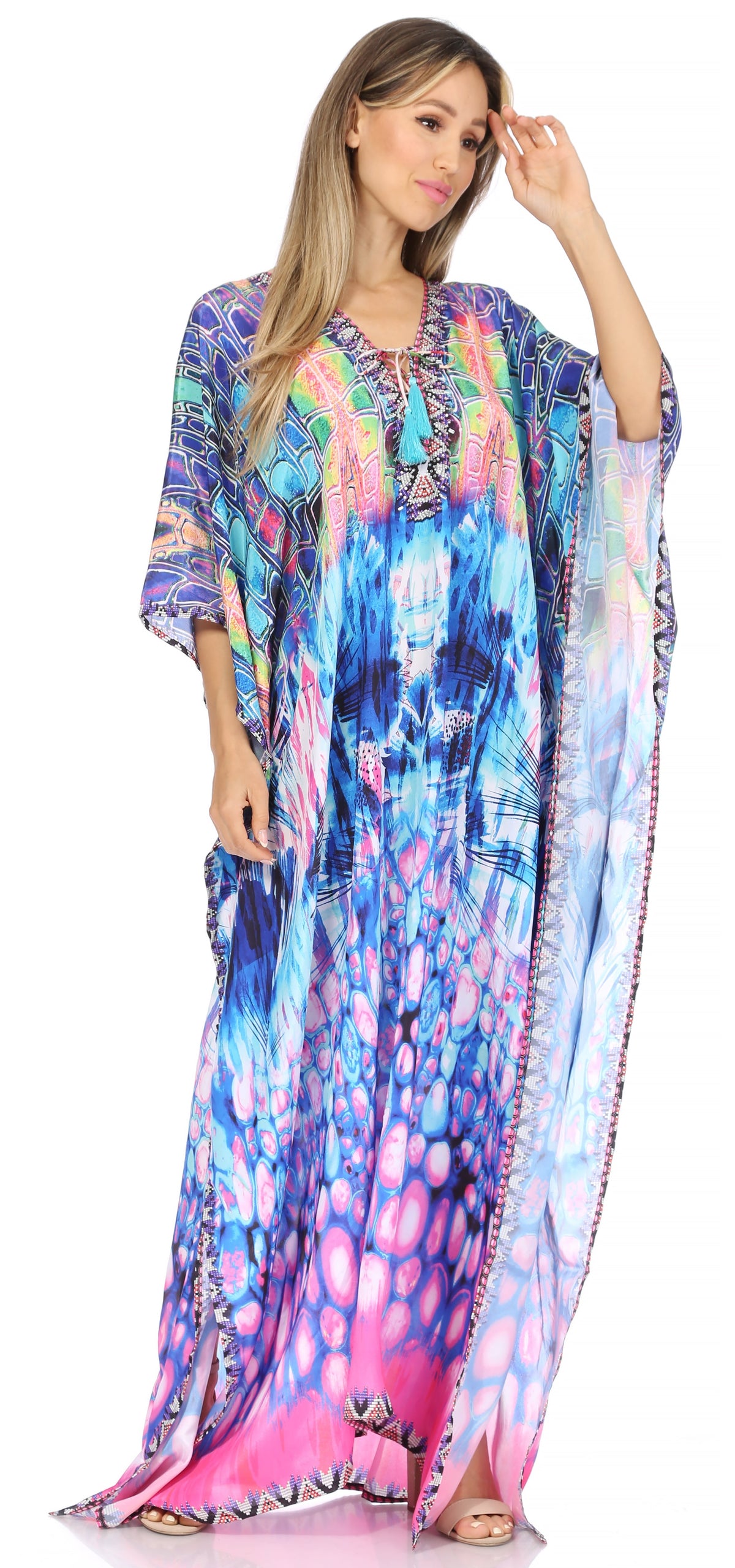 Plus Size Tropical Caftan Maxi Dress & Cover-Up