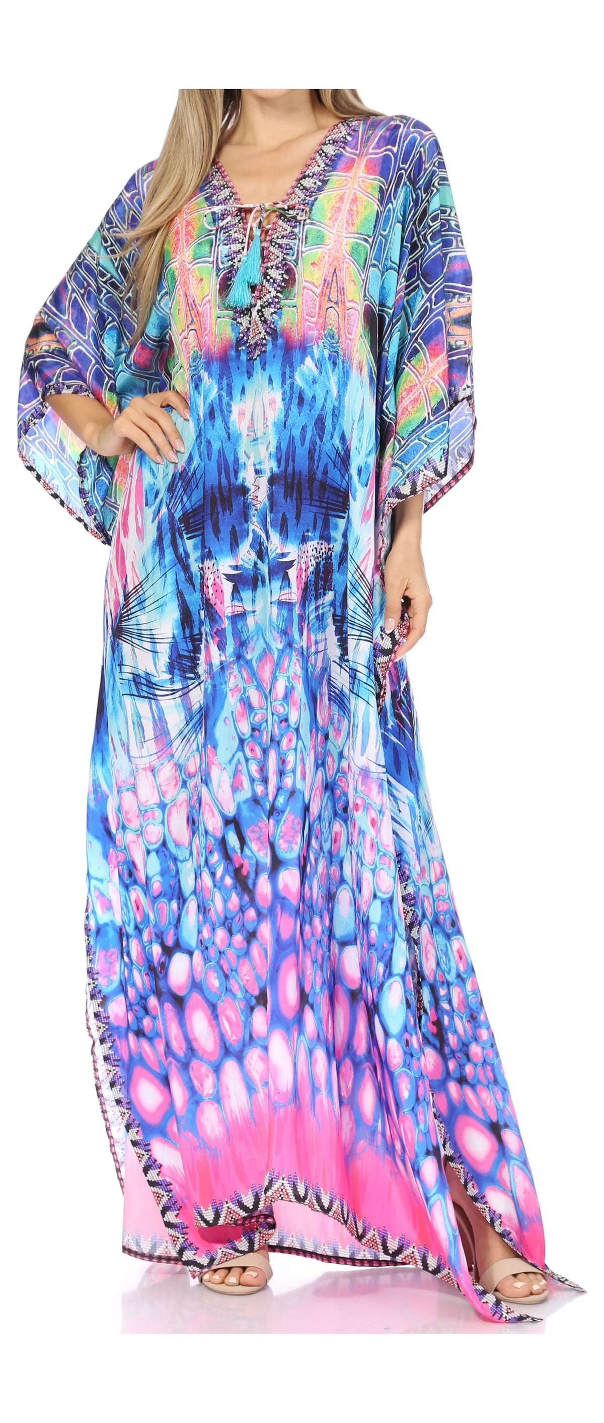 Plus Size Tropical Caftan Maxi Dress & Cover-Up