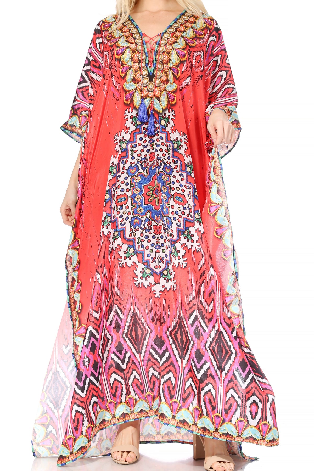 Plus Size Tropical Caftan Maxi Dress & Cover-Up