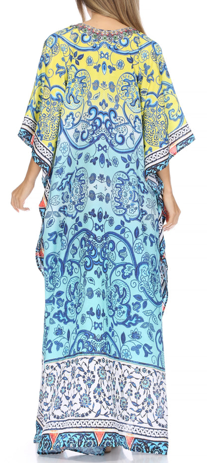 Plus Size Tropical Caftan Maxi Dress & Cover-Up