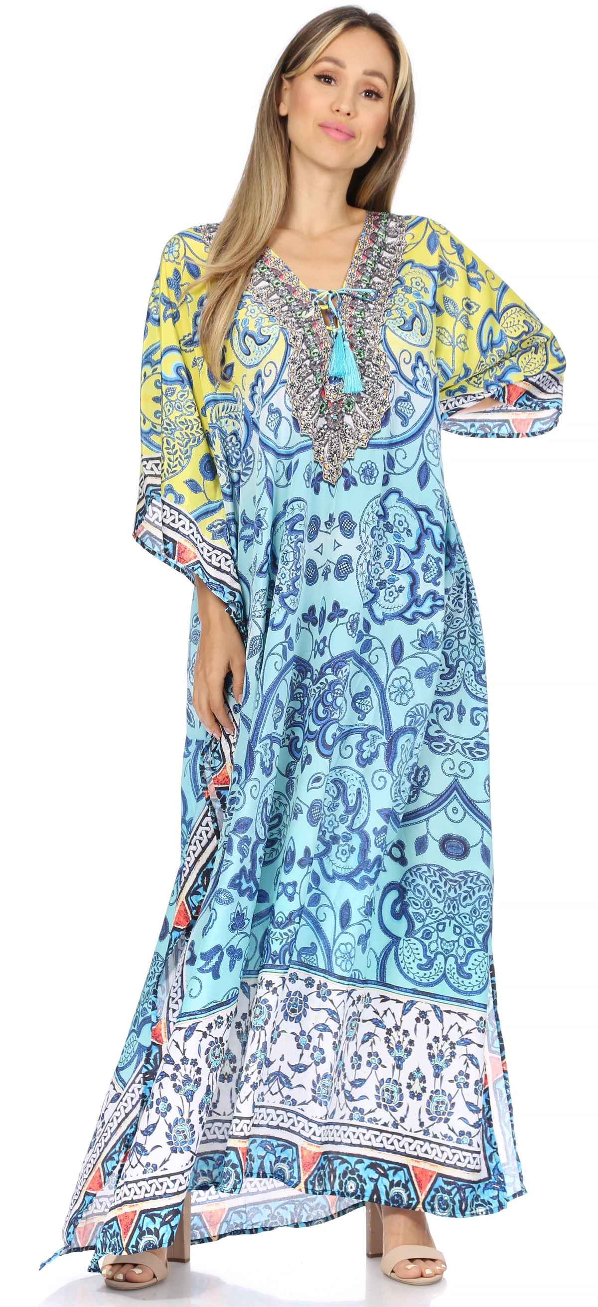 Plus Size Tropical Caftan Maxi Dress & Cover-Up