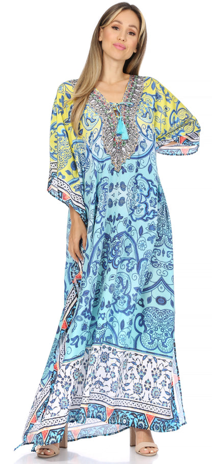 Plus Size Tropical Caftan Maxi Dress & Cover-Up
